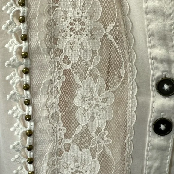 Pilcro the Quincy Cream Lace Button-Down Blouse - Picture 7 of 8